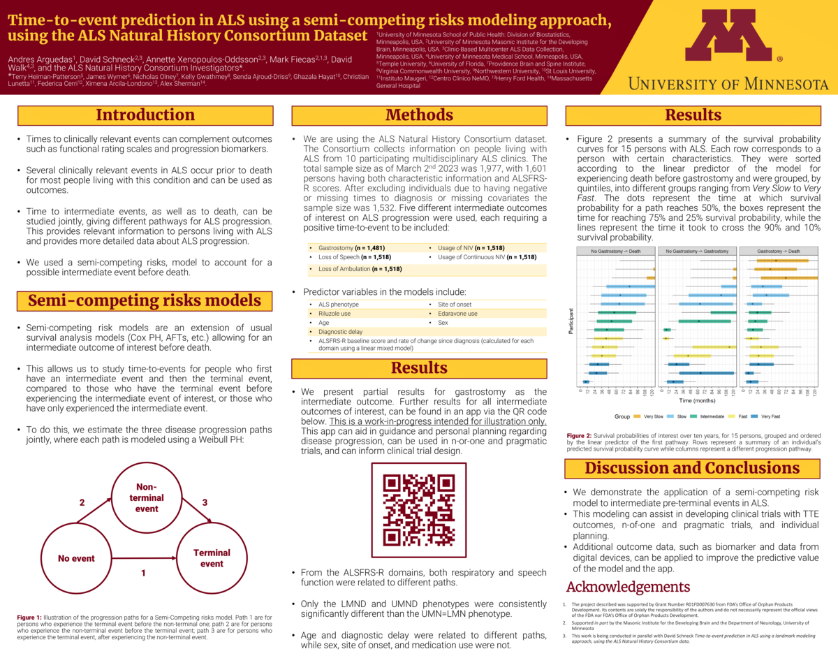 poster: Time to event prediction in ALS using a semi competing risks modeling approach, using the ALS Natural History Consortium Dataset